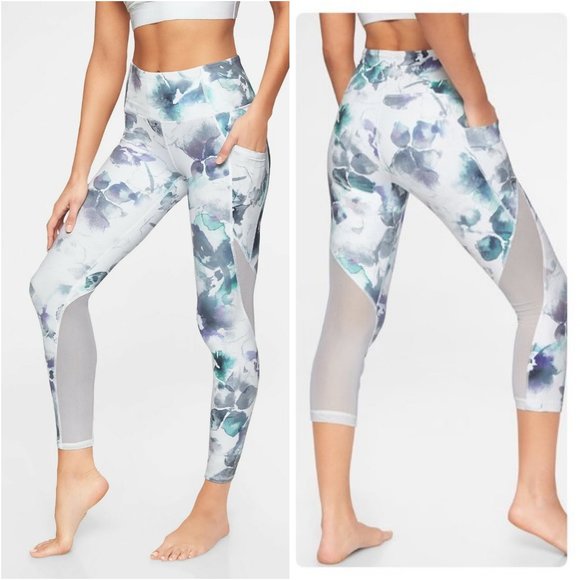 Athleta Pants - Athleta Floral Mudra 7/8 Tight mesh leggings M